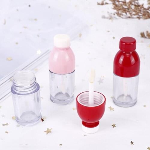 5pcs Mini Creative Bottle Shaped Empty Lip Gloss Tube Container Clear Refillable Lip Balm Bottles With Rubber Inserts 3/6/8/11ml