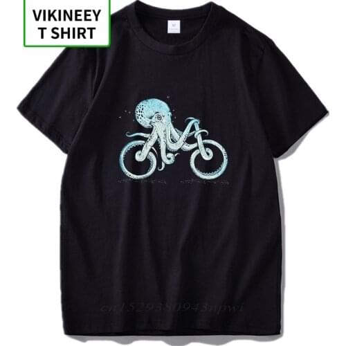 Octopus Bike T shirt Cool Funny Inspired Graphic Camiseta Short Sleeved Comfortable 100% Cotton T-shirt EU Size