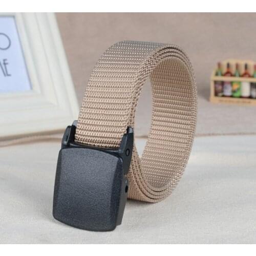 Canvas belt men and women belt youth metal-free Korean military training automatic buckle casual jeans outdoor