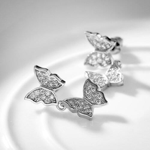 Huitan New Trendy Butterfly Earrings for Women 3 Color Available Stylish Versatile Earring Party Beauty Gift Aesthetic Jewelry