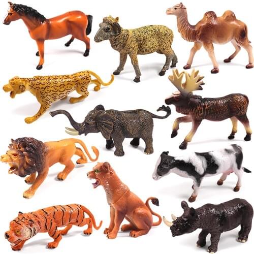 Wild Animal Toys Model for Child Farm Livestock Play Action Figure Boy One Piece Milking Cow Horse Goat Camel Home Decoration
