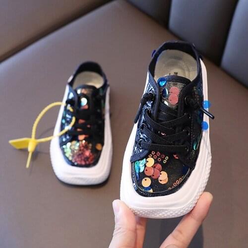 Children Shoes Canvas Kids Sneakers Casual Fashion Sequins Breathable Baby Girls Shoes Boys Sport Shoes Soft Soft Spring Autumn