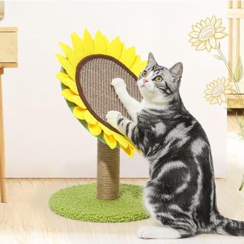 Sisal Solid Wood Round Sunflower Pet Scratching Board Climbing Grinding Claw Cat Toys