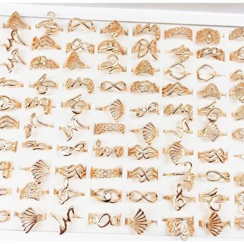 20pcs/lot Mix Styles Womens Finger Ring Fashion Punk Style Golden Party Jewelry Rings Gifts Wholesale Lots
