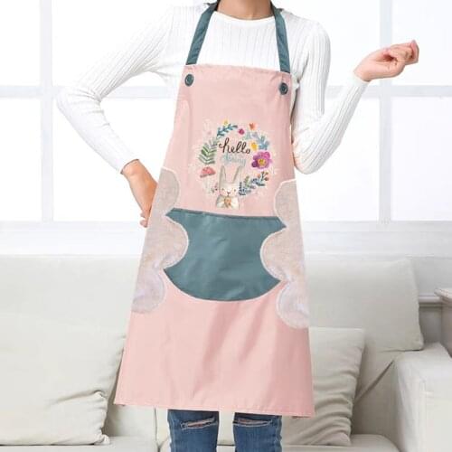 Kitchen Aprons For Women Wipeable Waterproof Oil-Proof Cartoon Apron Adjustable Loose Comfortable Aprons Baking Accessories