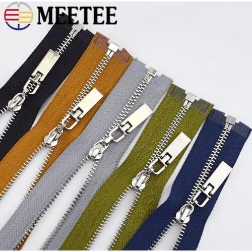 Meetee 2/5pcs 3# Metal Zipper Close-End 20/30cm Open-End 40-70cm Auto Lock Zip for Sewing Jacket DIY Bags Purse Accessories