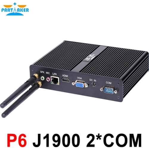 Partaker P6 Intel Quad Core Mini PC with DDR3 RAM and mSATA SSD 1 LAN 5 USB 2 Com Ports Fanless Computer Baytrail J1900 Windows