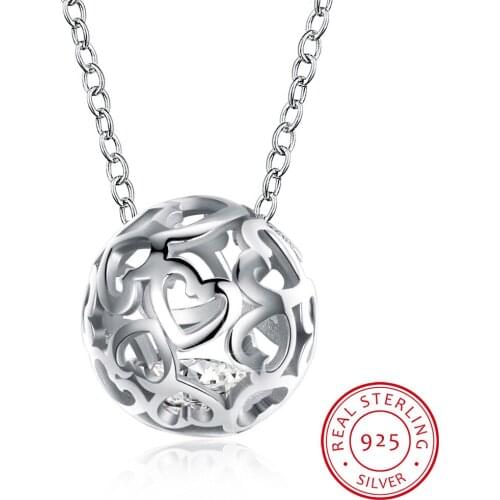 Football Soccer Pendant Necklaces Ball Heart Fine Jewelry Sporty Fashion 925 sterling silver Chain Men Bijoux