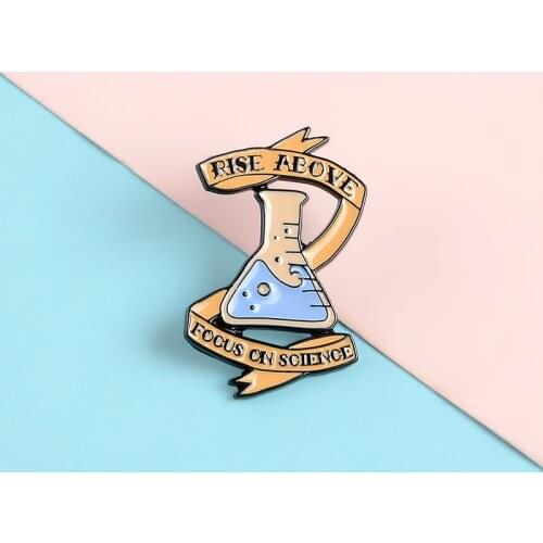 Science Experiment Beaker Metal Enamel Brooch Blue Reagent Bottle Badge Pin Trendy Scientist Student Costume Backpack Jewelry