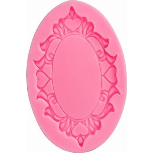 Oval Fine Frame Mirror Lace Silicone Fondant Moulds Baking Cake Decorating Tools Chocolate Sugar Art Mold
