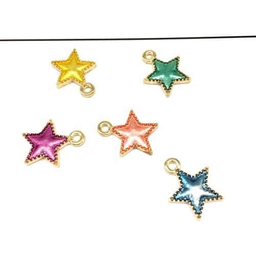 20PCS Alloy Colorful Enamel Star Pendant Enamel Charms DIY Accessories For Handmade Fashion Necklace,Keychains Earrings
