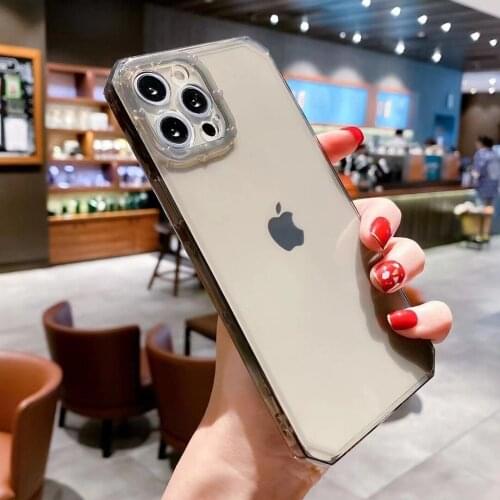 Square Clear Camera Protection Case For iPhone 11 12 Pro Max X XR XS SE 2020 7 8 Plus Case Shockproof Bumper Soft TPU Back Cover