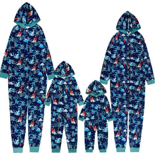 2021 Christmas Pajamas Family Matching Outfits Clothes Long Sleeve Hooded Xmas Jumpsuits Mom Dad Daughter Son Mommy Me Pyjamas