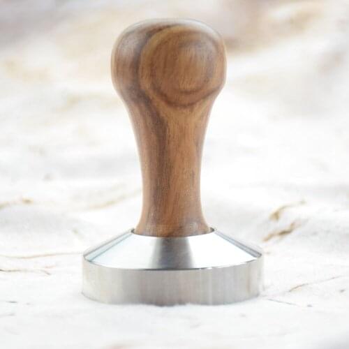 ECOCOFFEE Rosewood Handle 304Stainless Steel Coffee Tamper 49/51/53/57/58mm Brista Espresso Base Powder Press Flat Coffee Hammer
