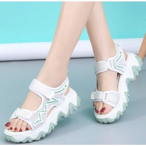 Platform Sandals Women Summer 2021 Breathable Shoes Sandals Female Pink Adjustable Sandal Hook &Loop Sandalias