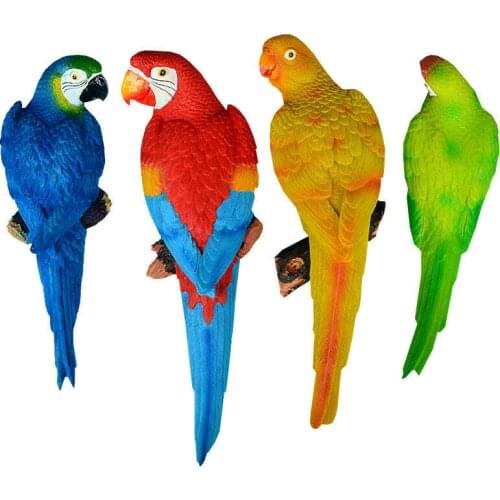 Resin Parrot Birds Statue Ornament Outdoor Garden Tree Statue Lawn Sculpture Decor Indoor Home Office Flower Pot Ornament 1pc