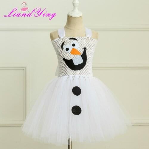 Snowman Queen Dress Friend Costume Cosplay Kids Tulle Cute Gown Christmas Birthday Princess Tutu Dresses