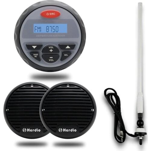 Waterproof Marine Bluetooth Radio FM AM Audio Car MP3 Stereo Player For Boat UTV ATV 3 inch Outdoor Motorcycle Speakers+ Antenna