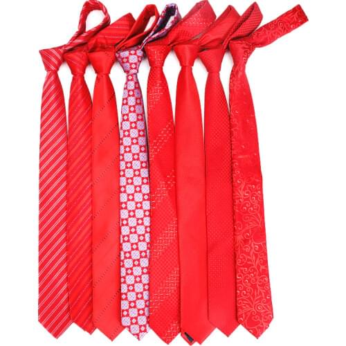 High Quality Ties for Men Fashion Jacquard Woven Classic Mans Necktie For Wedding 6cm Width Slim Groom Neck Tie Red Striped Tie