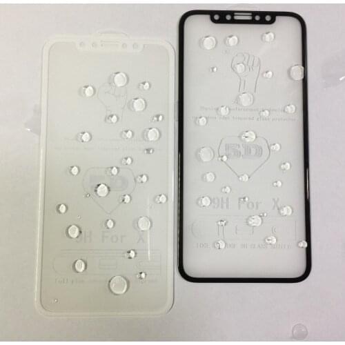 10pcs 2018 New A quality Top 9H Quality 5D Screen Protector for iPhone x Upgrade Full Cover Color Tempered Glass