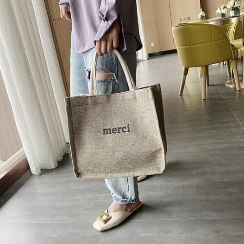 Womens Bag 2020 Summer New Shoulder Bag Dongdaemun Hot Literary Fan Letter Handbag Fashion Burlap Shopping Bag