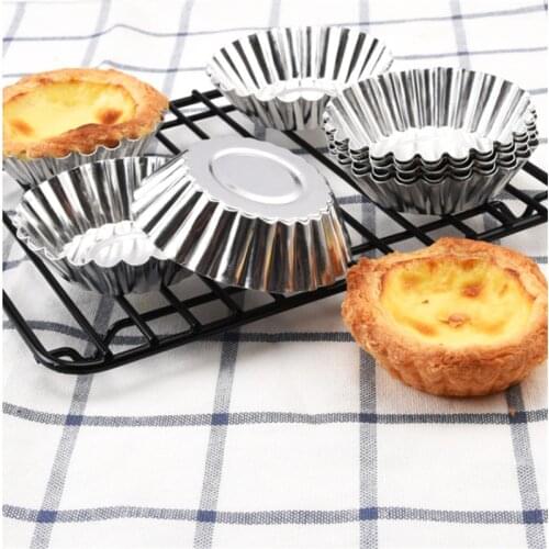 10pcs Nonstick Ripple Aluminum Alloy Egg Tart Mold Flower Shape Reusable Cupcake and Muffin Baking Cup Tartlets Pans