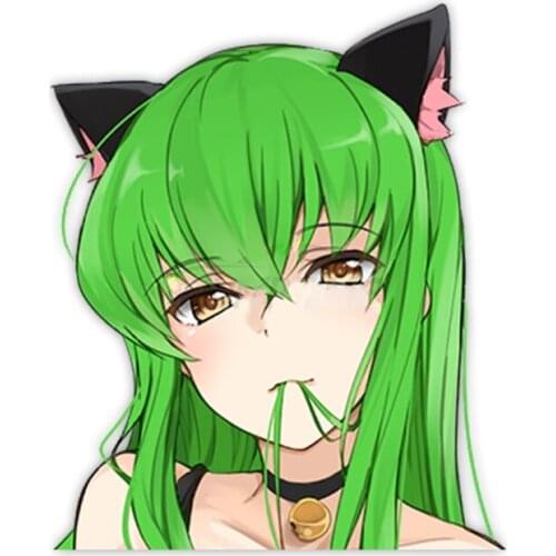13x13cm Sexy Big Head Anime Girl Waifu Peeker Car Stickers Code Geass Car Bumper Laptop Trolley Case Motorcycle Vinyl Decal KK