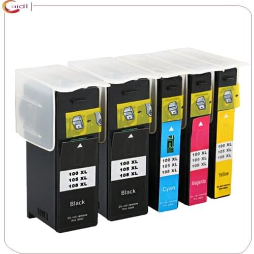 5PCS Compatible Ink Cartridge For Lexmark 100xl 105xl 108xl for s408 S305 S405 S505 S508 S605 S608 printer full ink