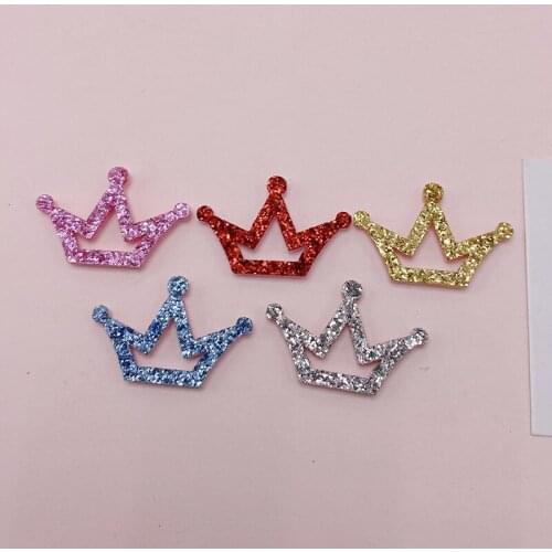 70Pcs/lot 3*2cm glitter shiny Crown Padded Appliques for DIY hair clip accessories and Headwear Decor Patches