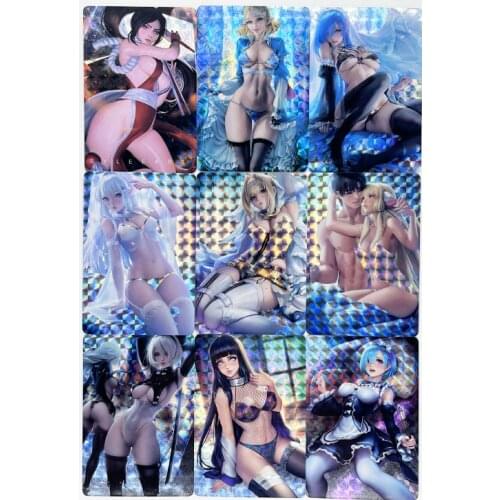 9pcs/set Rem Mai Shiranui Hyuga Hinata ACG Sexy Nude Toys Hobbies Hobby Collectibles Game Collection Anime Cards