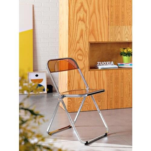 Acrylic Chair Folding Dining Chair Transparent Fashion Designer Chair for Bedroom Stainless Steel Accent Chairs for Living Room