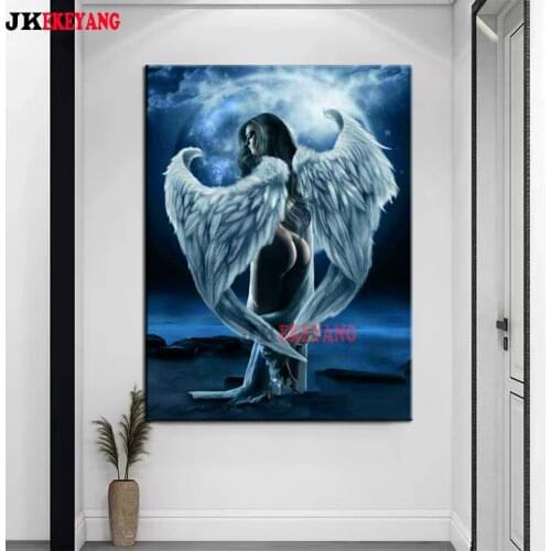 Full Square Round Diamond Embroidery DIY Diamond Painting Angel moon Cross Stitch kit mosaic Y4453
