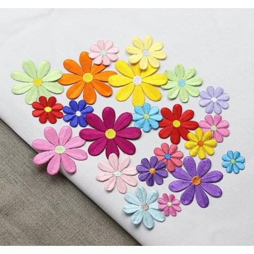 AHYONNIEX Embroidered Applique Small Flowers Iron On Sew DIY Craft Patches for Clothing Pants Decor Accessories Different Size