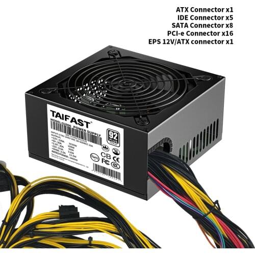 Taisu Power Supply For Mining Ethereum Professional Rig Bitcorn High Efficiency ATX 1600W Mining 80PLUS PSU Support 8Gpu Miner
