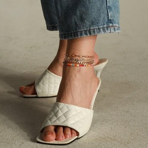 Butterfly Rice Bead Beaded Anklets for Women Alloy Ankle Chains 4 Pcs/Set Gold Silver 2021 Summer Beach Fashion Foot Jewelry New