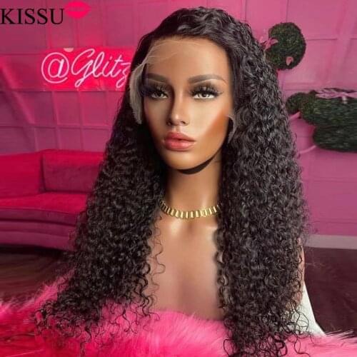 13x4x1 Brazilian Curly Human Hair Wigs For Women 30 Inch Afro Kinky Curly Lace Front Wig Pre Plucked T Part Frontal Closure Wig
