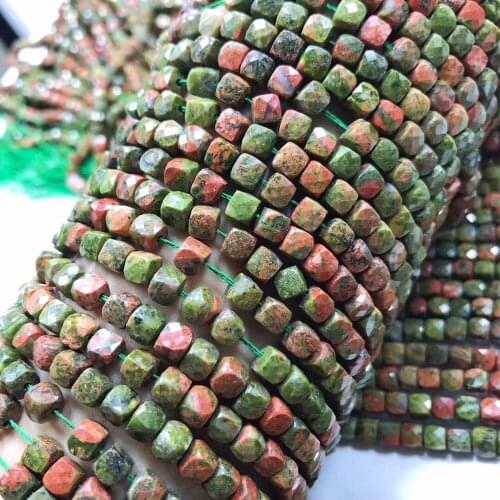 UNAKITE square faceted 5-5.5mm for DIY jewelry making loose beads FPPJ wholesale nature gemstone