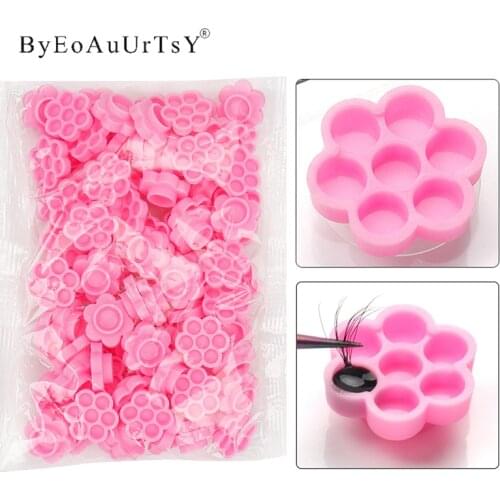 100 Pcs Grafting eyelash pink delay cup Eye Lashes Glue Holder Blossom delay cups Eyelash Extension women Makeup Tools