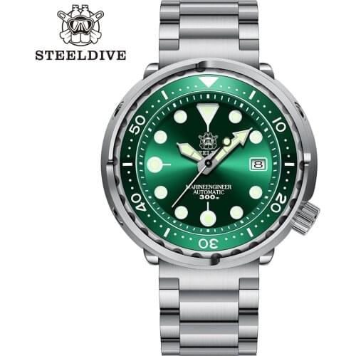 STEELDIVE SD1975 Luxury Watch 300M Waterproof Mechanical Wristwatch C3 Luminous Clock Sapphire Mirror Mens Automatic Dive Watch