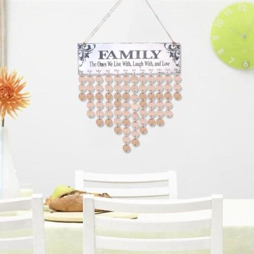 Wooden Family Birthday Calendar Wood DIY Wall Hanging Specical Date Sign Reminder Planner Board Home Office Decoration Gifts