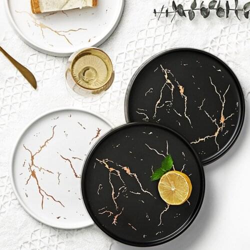 Net red tableware creative marble ceramic steak plate household European exquisite personality Western dish