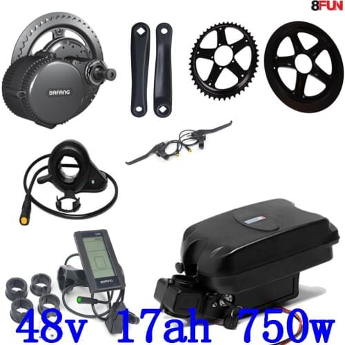 48V 750W Bafang BBS02B Mid Drive Motor Electric Bike Conversion Kit with 48V 17Ah Electric Bicycle Battery use LG cell +charger