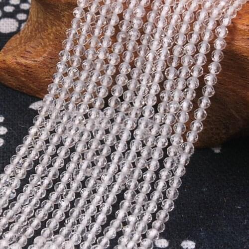 2mm 3mm Natural White Topaz Gemstone Facet Transparent Round Beads DIY Accessories for Necklace Bracelet Earring Jewelry Making