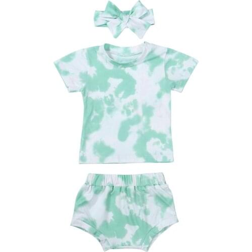 0-24M Newborn Kid baby Girl Boy Tie Dye Clothes set Short Sleeve Top and Shorts set Cute Sweet Cotton Clothing Gradient Outfit