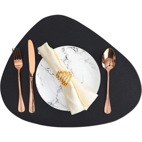 Placemat Table Mat Tableware Pad PU Leather Waterproof Heat Insulation Non-Slip Placemat Soft Black Brown Washable Bowl Coaster