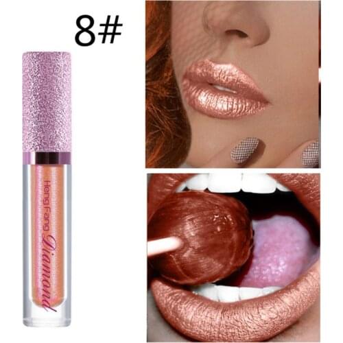 Metallic Lip Gloss Shimmer Matte Liquid Metallic Lipstick Waterproof Lasting Sexy Lip Glazed Glitter Lip Tint Makeup TSLM2