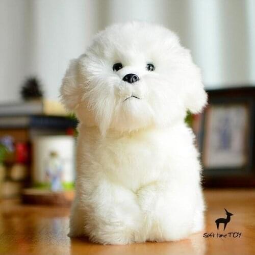 Cute Dog Dolls Real Life Plush Animals Toys Children Bichon Frise Doll Soft Toy Present Women