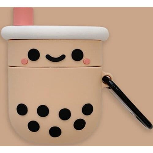 Milk Tea for Airpods Case for Apple Airpods 1 2 Boba Tea Cute Soft Silicone Earphone Protective Case Cover for Airpods Charging