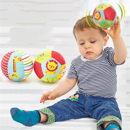 Cartoon Animal Soft Plush Mobile Toys With Sound Baby Rattle Body Building Ball Training Educational Toy for Infant Newborn Gift