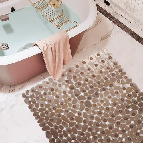 Bathroom Floor Mat Pebble Design Non-slip Square Carpet Bathing Shower Bathtub PVC Pad